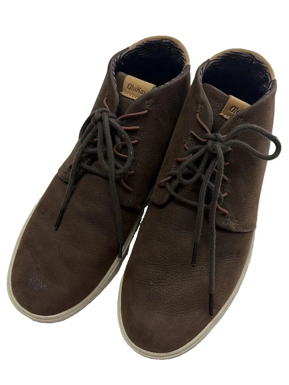 OluKai Nana Hele Men's Dark Brown Leather Chukka Boots Sz 9.5 EXCELLENT